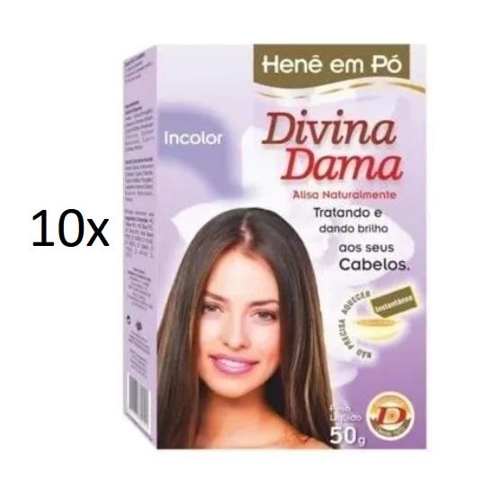 Divina Dama Brazilian Keratin Treatment Lot of 10 Henê Colorless Straightening Smoothing Henna Powder 50g - Divina Dama