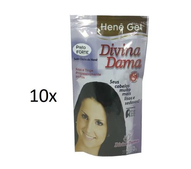 Divina Dama Brazilian Keratin Treatment Lot of 10 Jaborandi Henê Gel Strong Black Straightening Henna 180g - Divina Dama