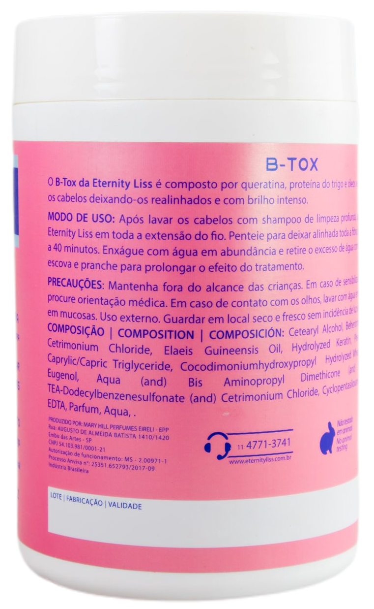 Eternity Liss Brazilian Keratin Treatment Hair Shine Keratin Wheat Protein B-Tox Reconstructive Mask 1Kg - Eternity Liss