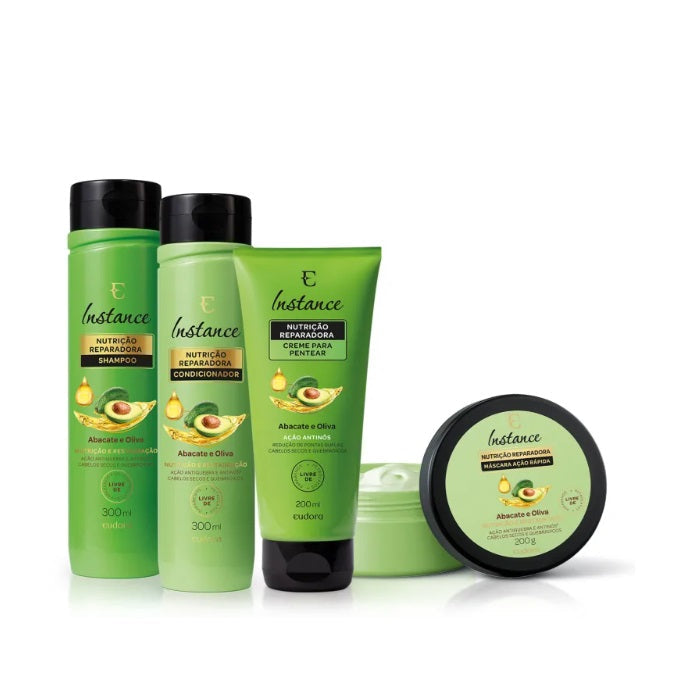 Eudora Hair Care Kits Abacate Oliva Instance Nourished Hair Avocado Olive Kit 4 Itens - Eudora