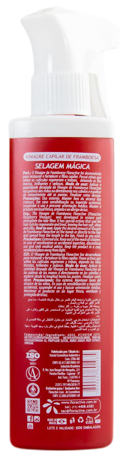 Floractive Brazilian Keratin Treatment Raspberry Hair Magic Sealant Vinegar Progresive Brush 300ml - Floractive
