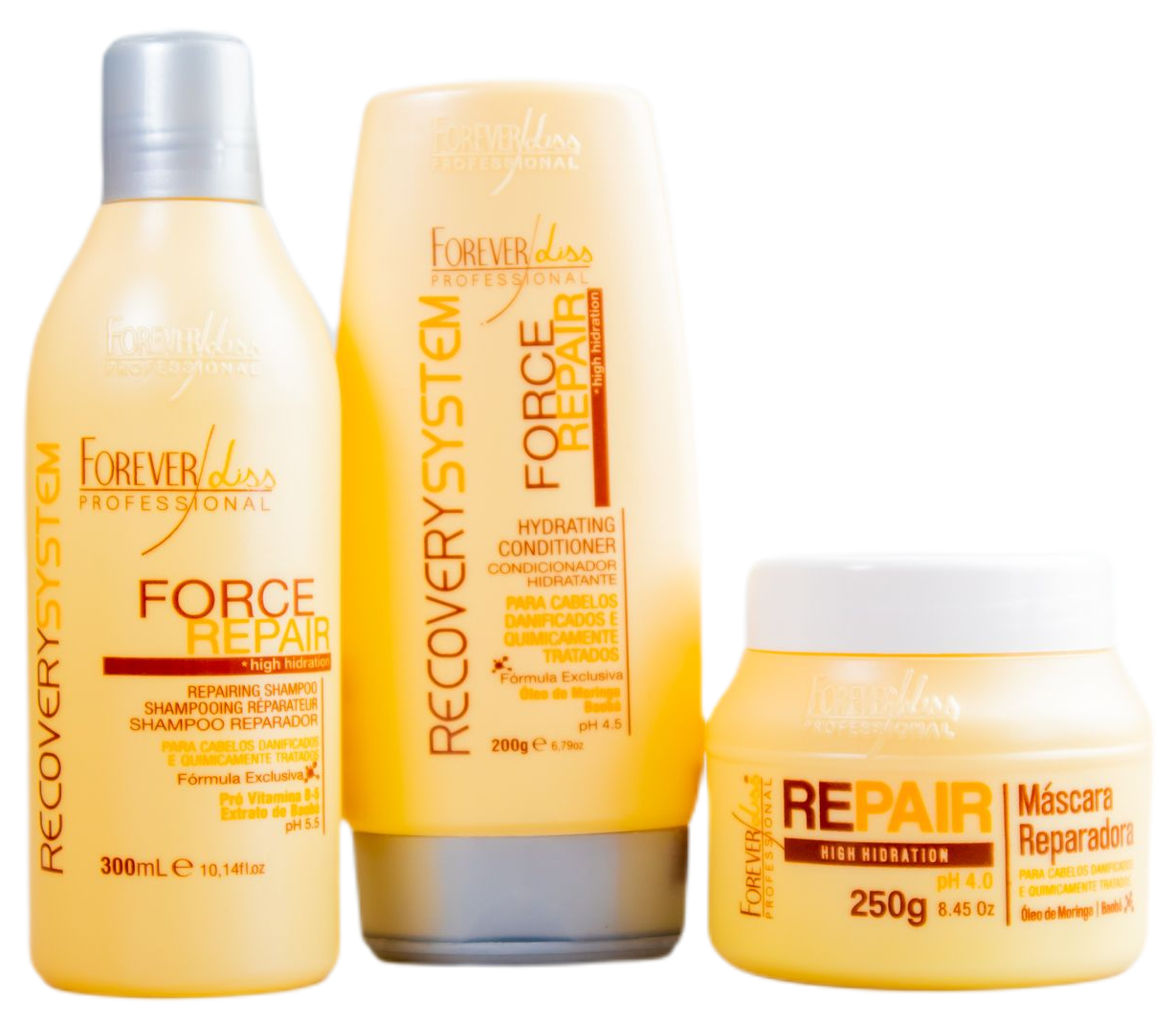 Forever Liss Brazilian Keratin Treatment Force Repair Recovery System Maintenance Kit 3 Products - Forever Liss