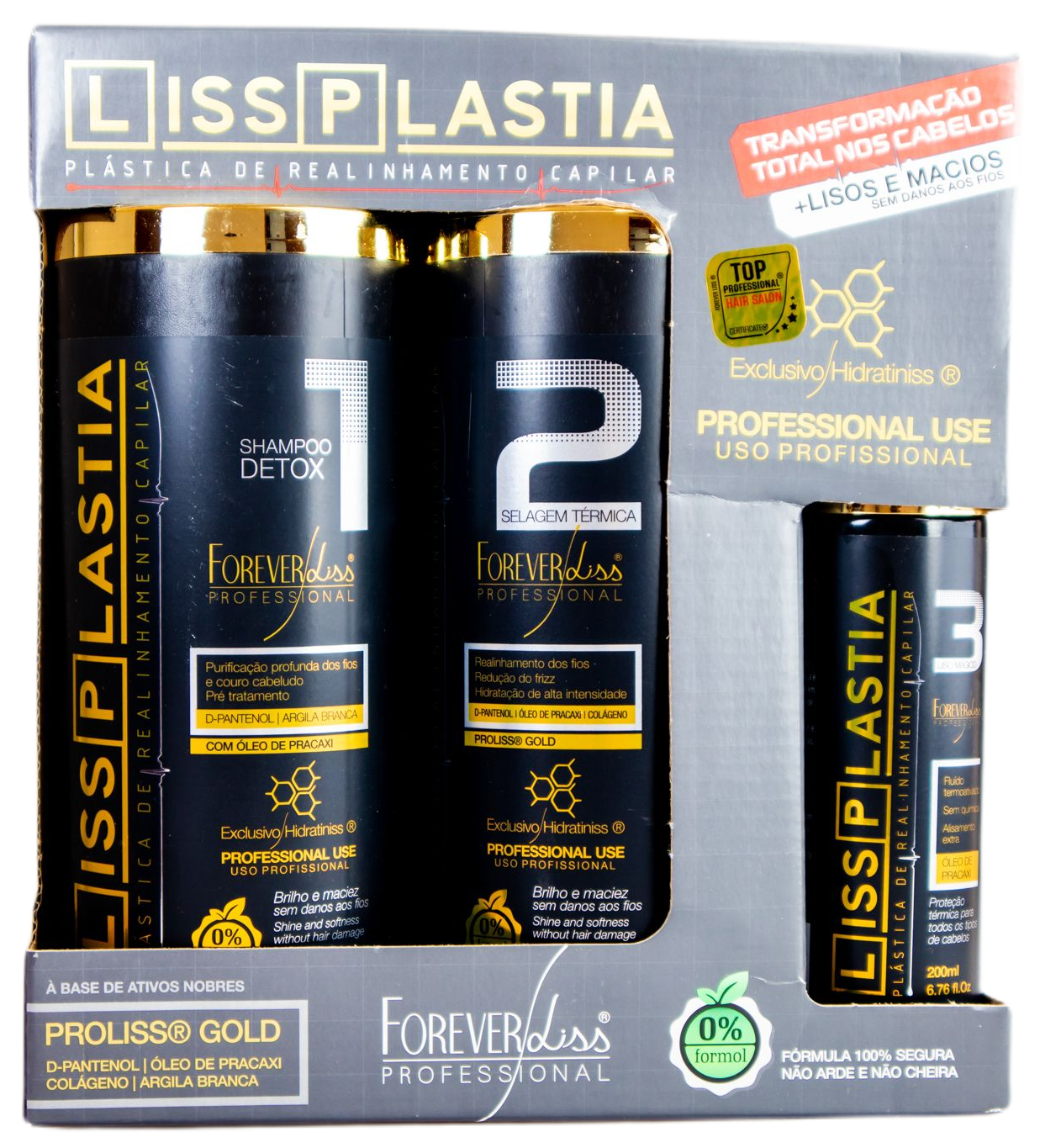 Forever Liss Brazilian Keratin Treatment Lissplastia Capillary Realignment Hair Treatment 3 Products - Forever Liss