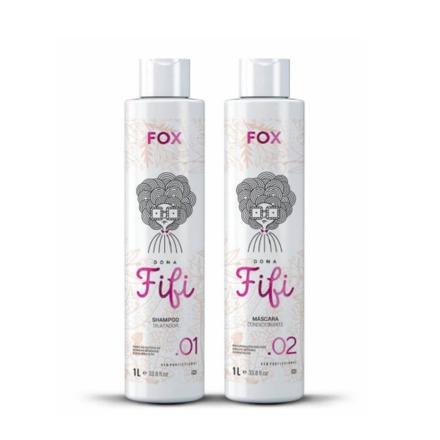 Fox Hair Straighteners Brazilian Dona Fifi Cuticle Sealing Straightener Progressive Brush Kit 2x1L - Fox