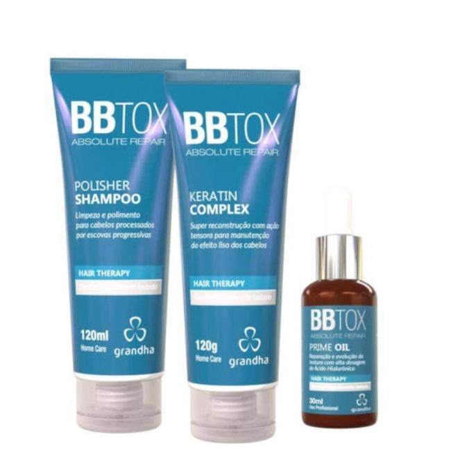 Grandha Brazilian Keratin Treatment BBtox Absolute Repair Keratin Complex Antioxidant Treatment Kit 3 Prod - Grandha