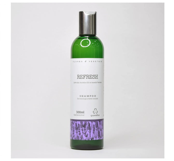 Grandha Shampoo Refresh Oily Fragile Hair Treatment Lavender Mint Marigold Vegan Shampoo 300ml - Grandha