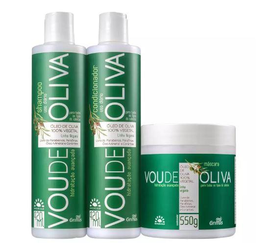 Griffus Brazilian Keratin Treatment Vou de Oliva Olive Oil 100% Vegetable Vegan Daily Treatment Kit 3 Prod. - Griffus