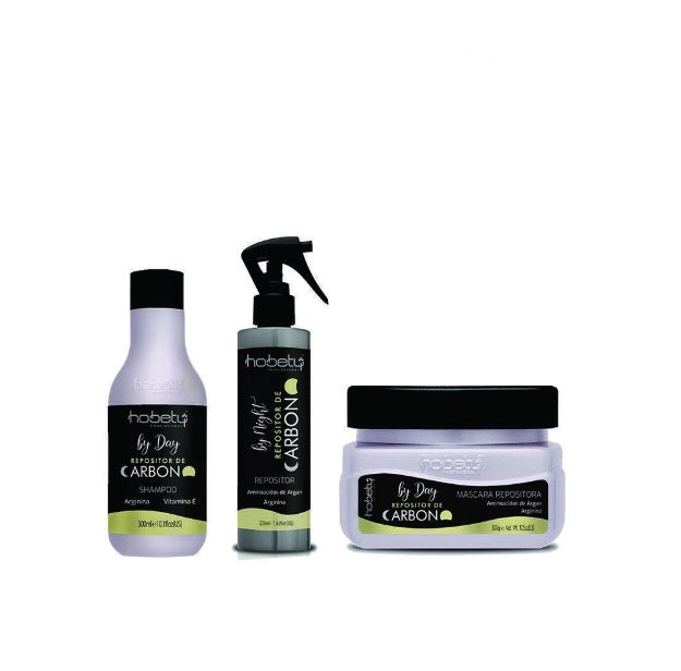 Hobety Hair Care Carbon Replacement Argan Arginine Vitamin E Hair Home Care Treatment Kit 3 Itens - Hobety