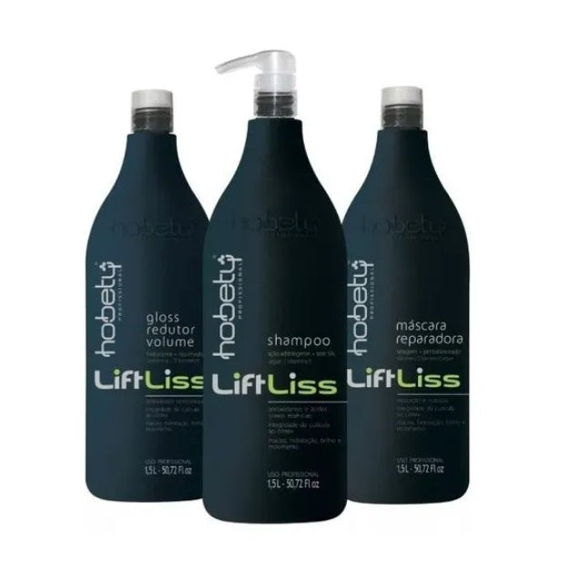 Hobety Hair Straighteners Lift Liss Progressive Brush Volume Reducer Hair Straightening Treatment Kit 3x1.5L - Hobety
