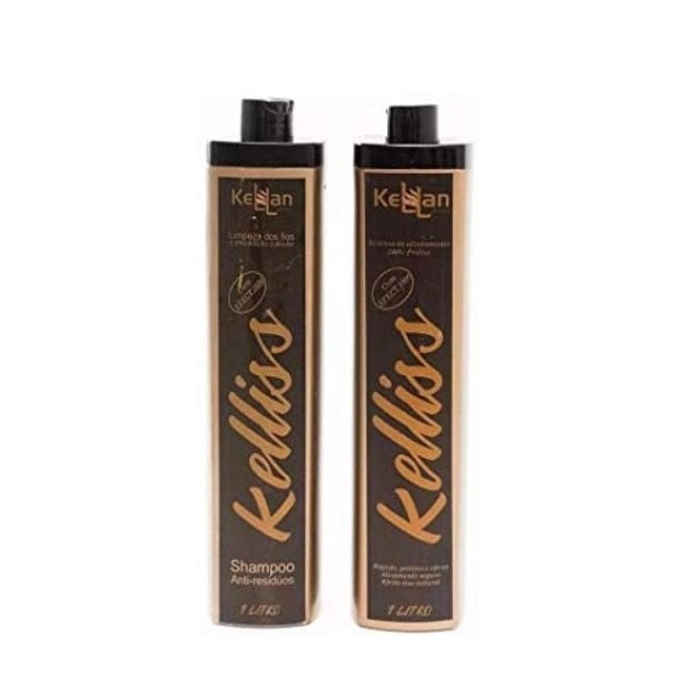 Kellan Hair Straighteners Keliss Thermal Realignment Progressive Brush Hair Straightening Kit 2x1L - Kellan