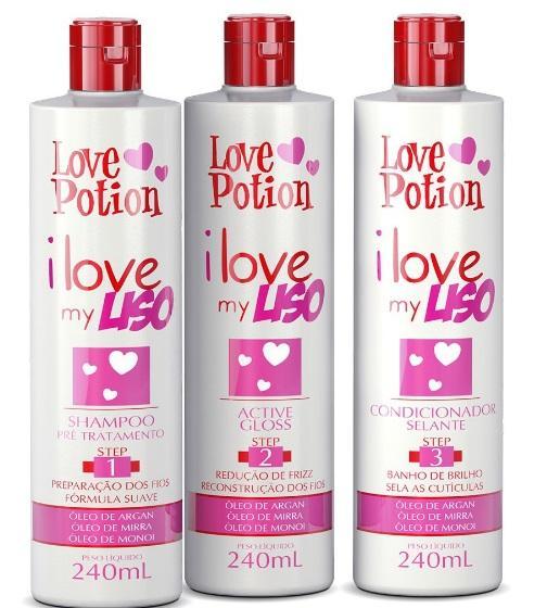Love Potion Brazilian Keratin Treatment I Love My Liso Argan Mirra Monoi Oils Smooth Treatment Kit 3x240ml - Love Potion