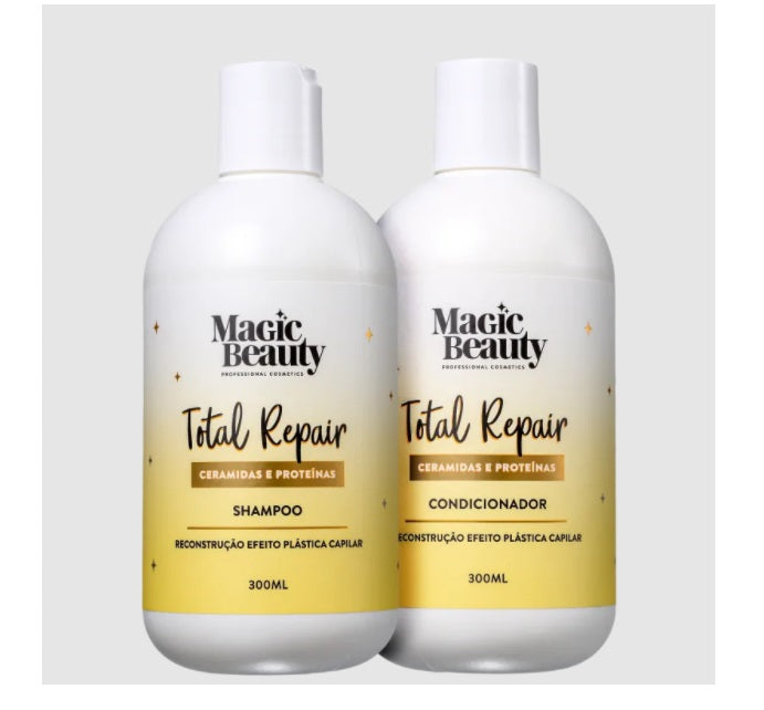 Magic Beauty Shampoo & Conditioner Plastic Effect Ceramides Proteins Tretment Total Repair Kit 2x300ml - Magic Beauty