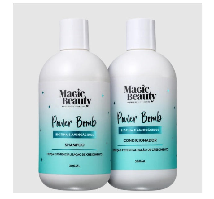 Magic Beauty Shampoo & Conditioner Power Bomb Biotin Amino Acids Hair Growth Treatment Kit 2x300ml - Magic Beauty