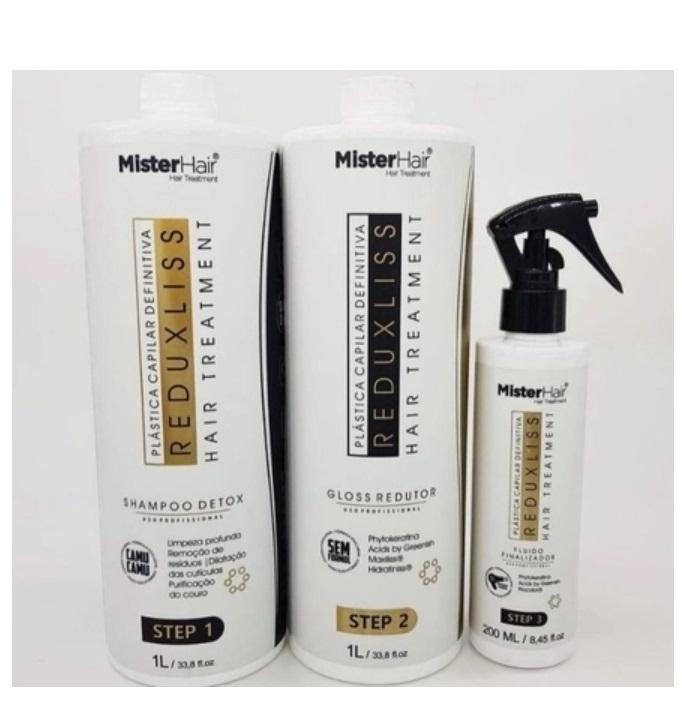 Mister Hair Brazilian Keratin Treatment Reduxliss Progressive Brush Reducer Gloss Treatment Kit 3 Itens - Mister Hair