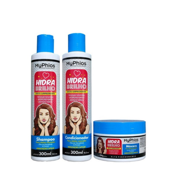 My Phios Hair Care Kits Hydra Shine Hydration Volume Control Hair Treatment Kit 3 Itens - My Phios