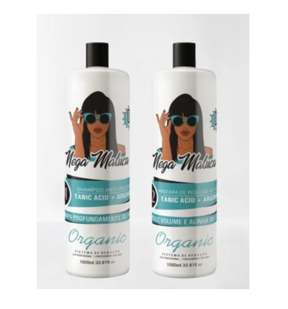 Nega Maluca Hair Straighteners Organic Progressive Brush Tanic Acid Argan Straightening Kit 2x1L - Nega Maluca
