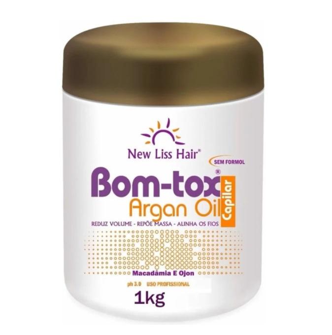 New Liss Hair Brazilian Keratin Treatment Bom-tox Argan Oil Volume Reducer Mass Replenisher Cream 1Kg - New Liss Hair