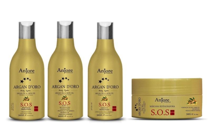 Other Brands Brazilian Keratin Treatment SOS Restoration Reconstruction Cauterization Argan D'oro Kit 3 Products - Anjore