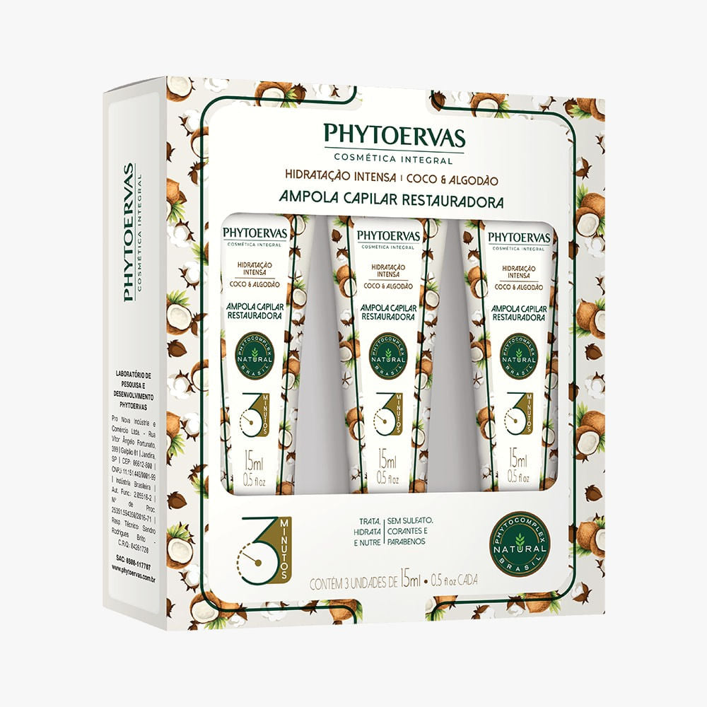 Phytoervas Hair Care Kits Phytoervas Hair Light Bulb Hydration Intense Coconut and Cotton 3 / 15ml