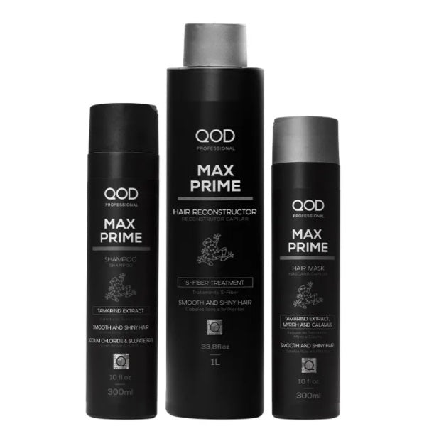 QOD Hair Straighteners Max Prime Pro Smooth Shiny Hair Reconstruction Treatment Kit 3 Itens - QOD