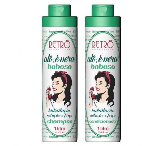 Retro Cosmetics Brazilian Keratin Treatment Alô É Vera! Babosa Aloe Vera Dry Hair Reconstruction Kit 2x1L - Retro Cosmetics