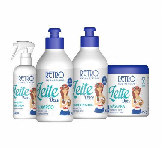 Retro Cosmetics Brazilian Keratin Treatment Sweet Milk Repair Strenght Shine Moisture Treatment Kit 4 Prod. - Retro Cosmetics