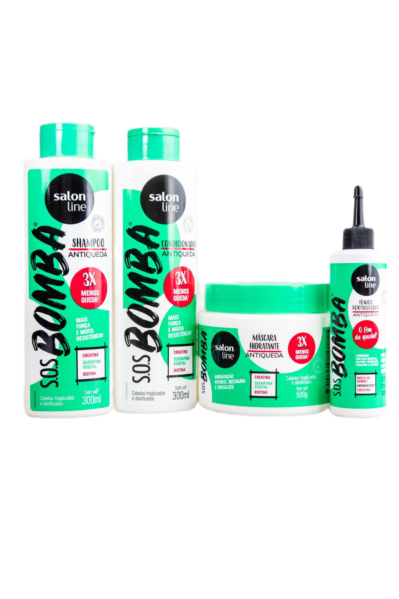Salon Line Brazilian Keratin Treatment SOS Bomba Anti Fall Vegan Strength Resistance Treatment 4 Products - Salon Line