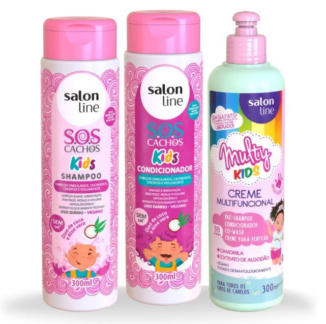 Salon Line Home Care SOS Curls + Multy Kids Home Care Daily Hair Treatment Kit 3x300ml - Salon Line