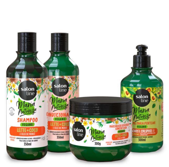 Salon Line Home Care Vegan Maria Natureza Coconut Milk Monoi Treatment Kit 4 Products - Salon Line