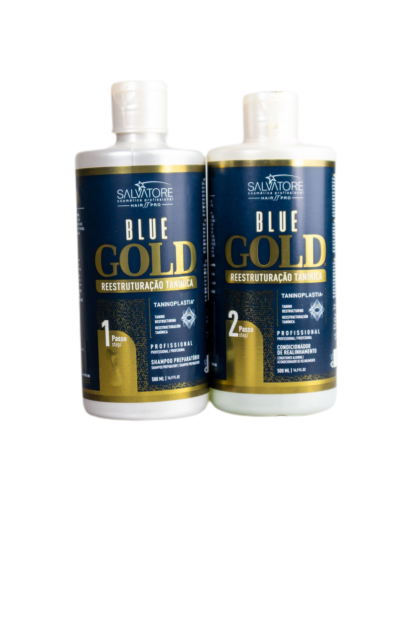 Salvatore Brazilian Keratin Treatment New Edition Blue Gold System Tanino Hair Restructuring Kit 2x500ml - Salvatore