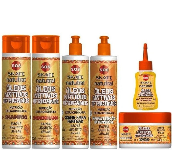 Skafe Hair Care Kits Natutrat S.O.S Native African Oils Anti Frizz Hair Treatment Kit 6 Itens - Skafe