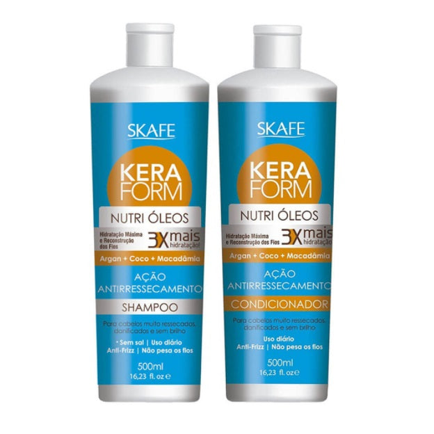 Skafe Shampoo & Conditioner Keraform Nutri Oils Anti Dryness Action Hair Moisturizing Kit 2x500ml - Skafe