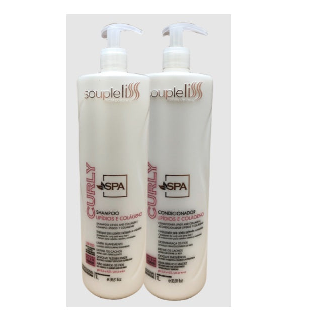 Souple Liss Hair Care Kits SPA Curly Curls Maintenance Dry Hair Softness Hydration Treatment Kit 2x1L - Souple Liss