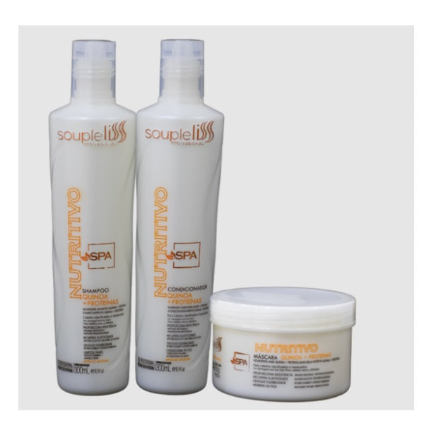 Souple Liss Hair Care Nourishing Spa Nutritivo Damaged Dry Hair Quinoa Proteins Treatment Kit 3x300 - Souple Liss