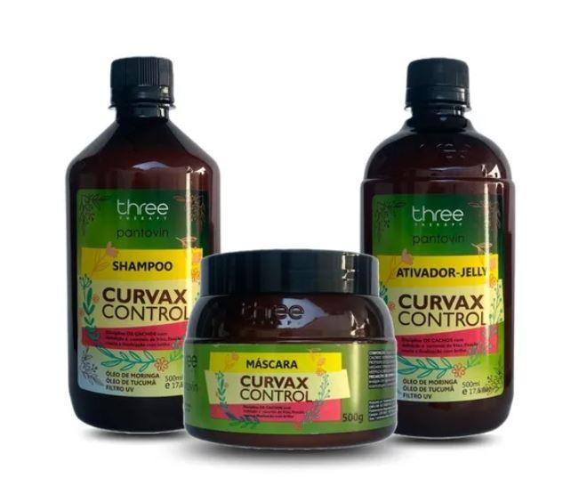 Three Therapy Brazilian Keratin Treatment Curvax Control Curly Wavy Moringa Tucumâ Treatment Kit 3x500 - Three Therapy