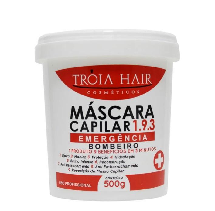 Troia Hair Hair Mask Emergência Emergency 1.9.3 Treatment 3 Minutes 9 Benefits Mask 500g - Troia Hair