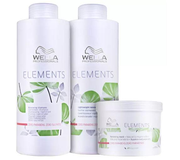 Wella Brazilian Keratin Treatment Elements Renewing Panthenol EDD Tree Extrct Treatment Kit 3 Products - Wella