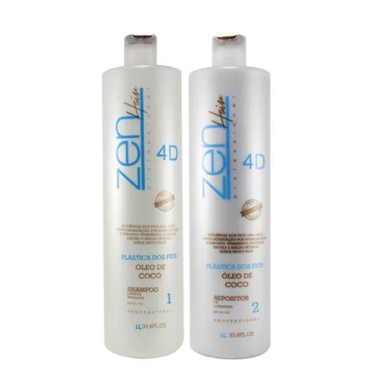 Zen Hair Brazilian Keratin Treatment Plastic of Wires Brazilian Blowout Zenplastia Coconut Oil 4D Kit 2x1L - Zen Hair